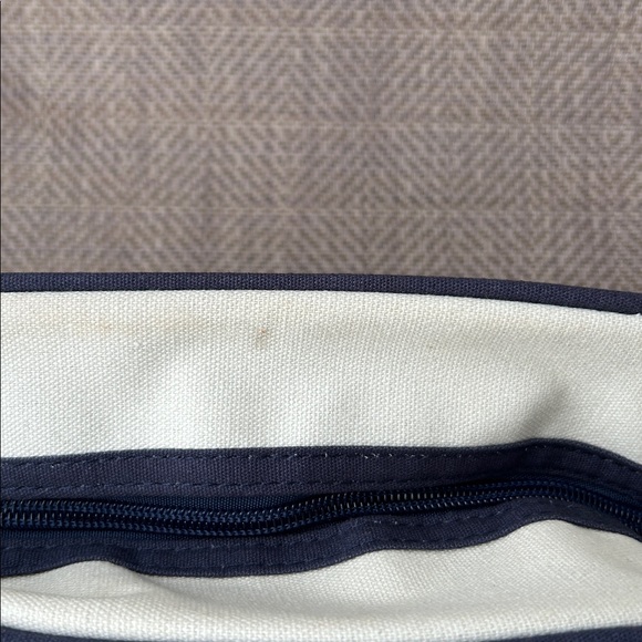 Jean Paul Gaultier Striped Navy and Cream Toiletry Bag. - Picture 6 of 10